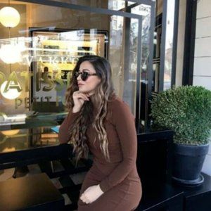 NWT ZARA DRAPED SHIFT LONG KNIT MIDI WOOL DRESS